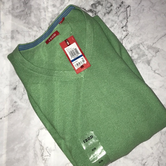 MENS IZOD V NECK SWEATER GREEN SIZE XL - Picture 1 of 4